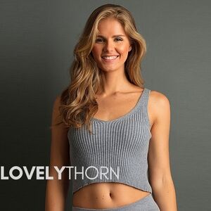 LEMON // super soft rib knit cashmere-feel crop tank top lounge wear